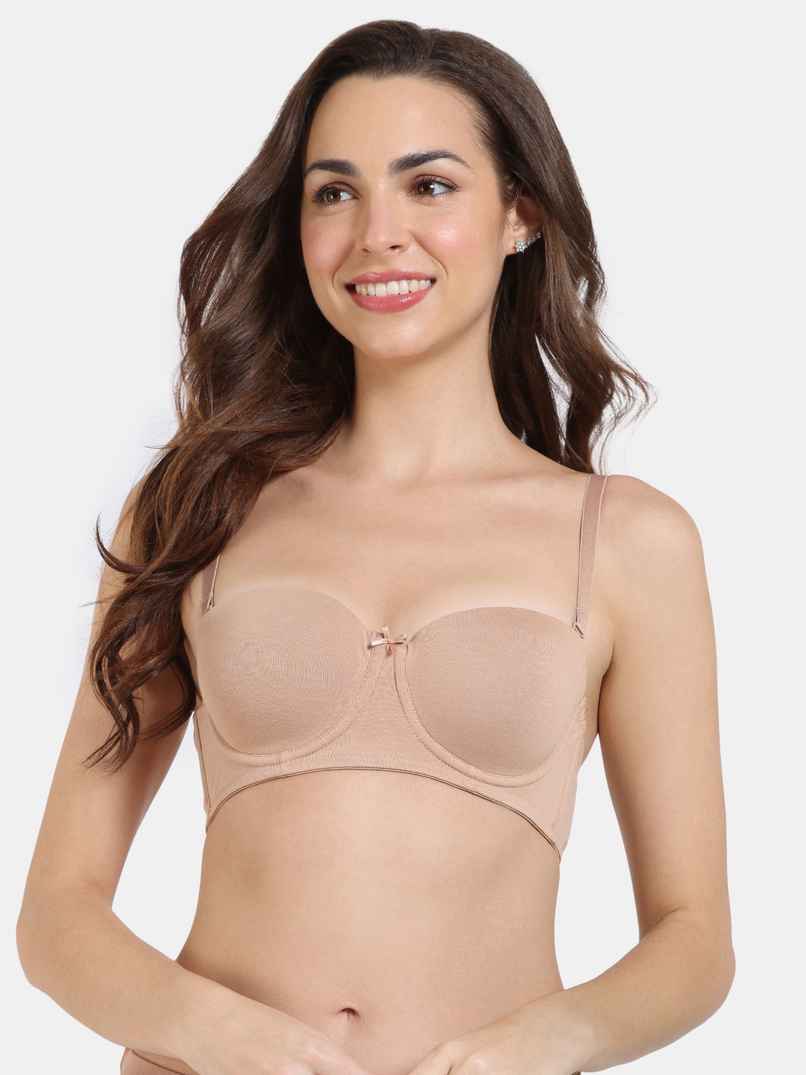 Zivame Beautiful Basics Padded Wired Medium Coverage Strapless Bra - Nude-32 B