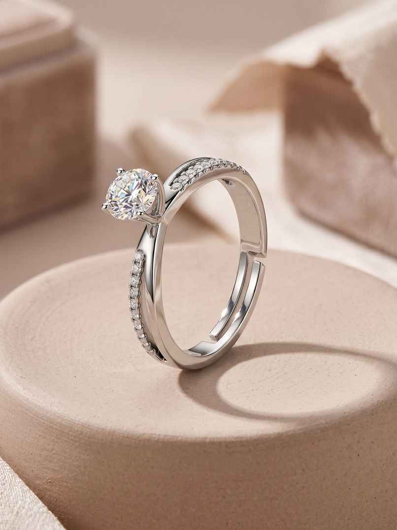 GIVA Silver Zircon Layered Ring | R054