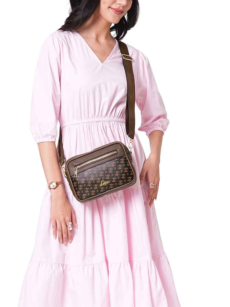 Lavie Women's Mono LL Scarlet Cross Body Sling Bag | Ladies Purse Handbag | Choco