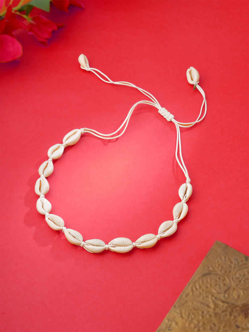 Yellow Chimes Handmade White Choker Necklace for Women