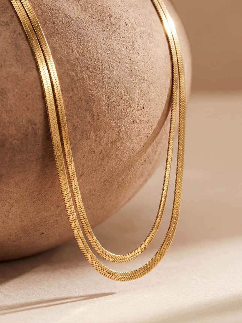 Palmonas Plain Chain Two Layer Necklace For Womens | Waterproof And Anti-Tarnish Palmonas Plain Chain Two Layer Necklace For Womens | Waterproof And Anti-Tarnish