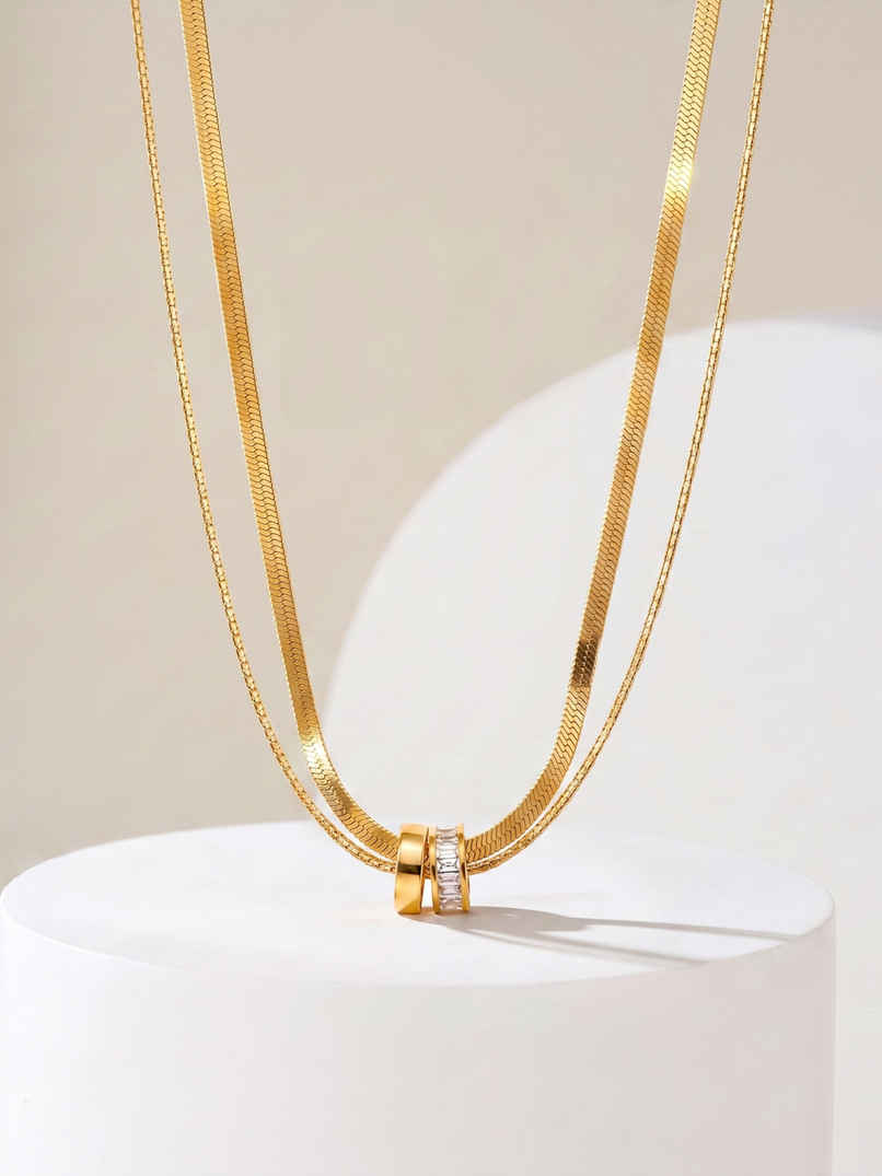 Palmonas Gilded Rings Layered Necklace For Womens | Waterproof And Anti-Tarnish Palmonas Gilded Rings Layered Necklace For Womens | Waterproof And Anti-Tarnish