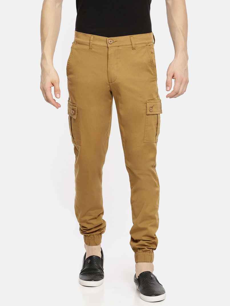 The Indian Garage Co Men | Slim Fit Solid Casual Cargo Trouser | Khaki - 32 The Indian Garage Co Men | Slim Fit Solid Casual Cargo Trouser | Khaki - 32