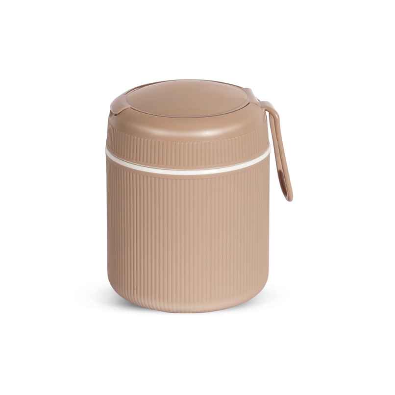 Jaypee SoloMeal PU Insulated Inner Stainless Steel Food Jar with Foldable Spoon | Brown - 500ml