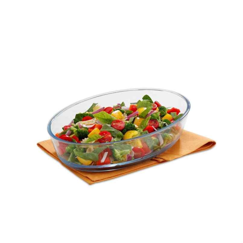Signoraware Bake N Serve Oval Dish | 700 ml | Clear | Oven Safe Dish, Glass Bakeware