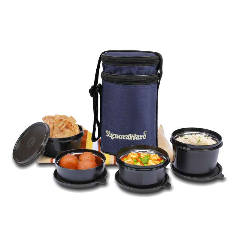 Signoraware Monarch Executive Big Microsafe Steel Lunch Box Food Grade Stainless Steel | Assorted