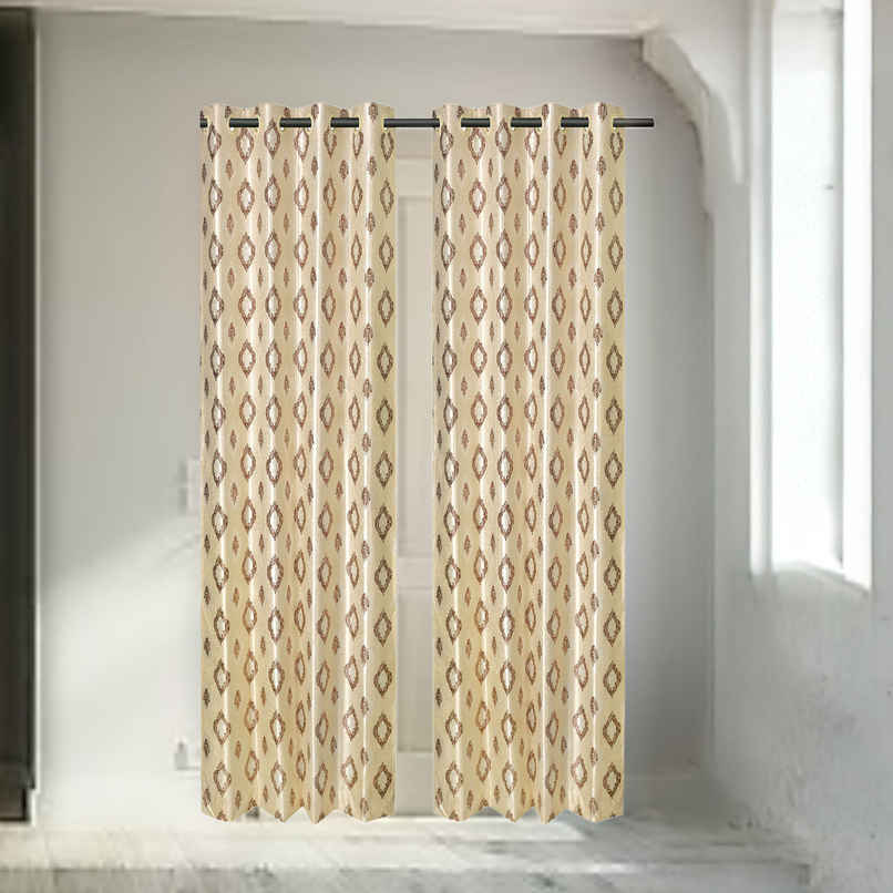 Antzco Beige Door Curtain Crazy Print 7 ft x 4 ft | Pack of 2 | DC02