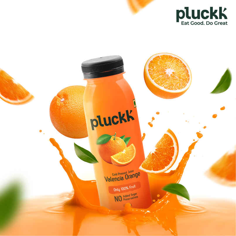 Pluckk Cold Pressed Extracted Valencia Orange Juice | No Preservatives | No Added Sugar