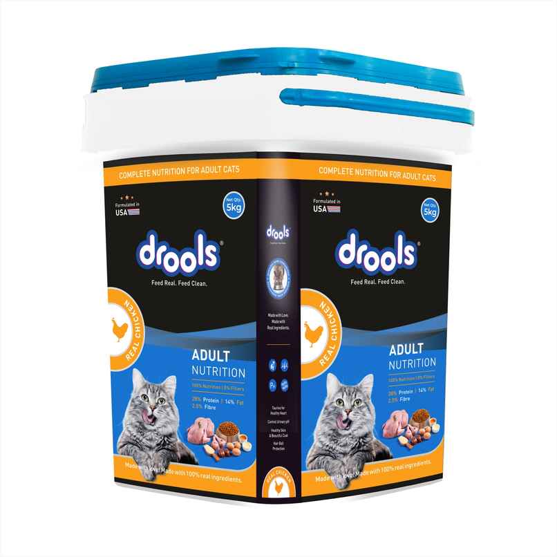 Drools Real Chicken Adult Dry Cat Food Inside Container 5kg Drools Real Chicken Adult Dry Cat Food Inside Container 5kg