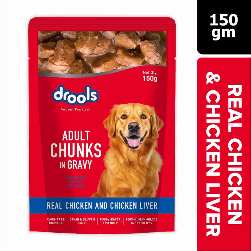 Drools Adult Wet Dog Food - Real Chicken & Liver Chunks in Gravy