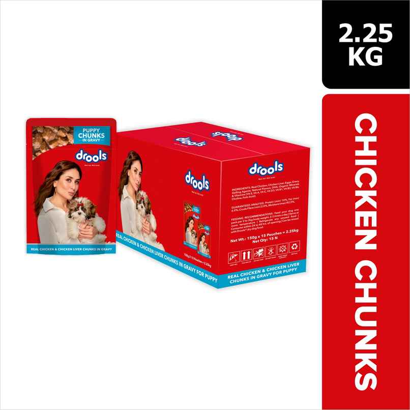 Drools Puppy Wet Dog Food - Real Chicken And Chicken Liver Chunks In Gravy Drools Puppy Wet Dog Food - Real Chicken And Chicken Liver Chunks In Gravy