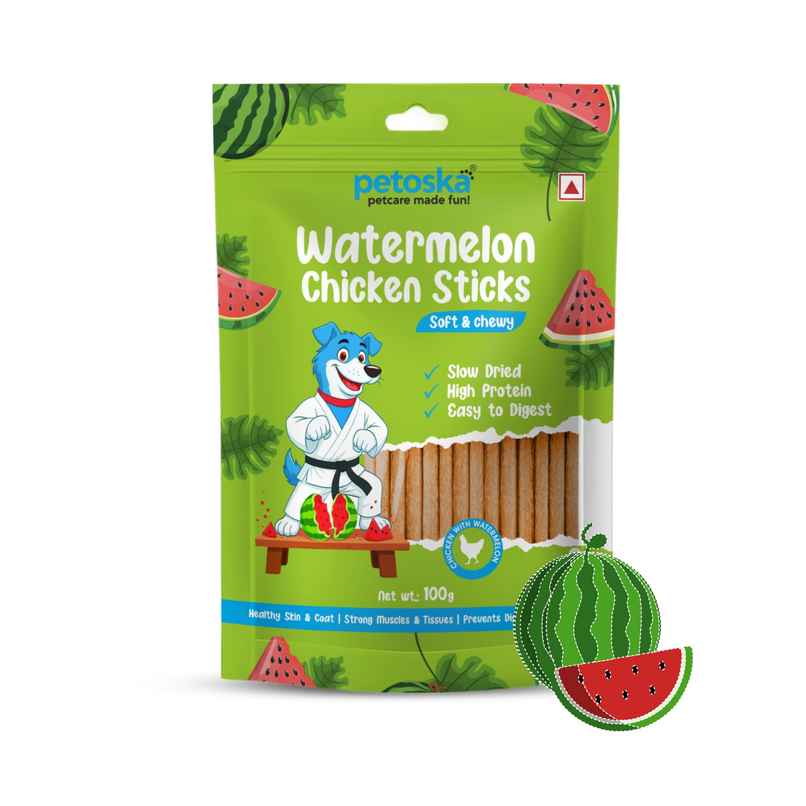 Petoska Dog Treats Watermelon Chicken Sticks