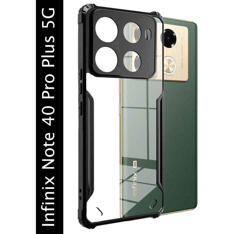 Kwine Case Infinix Note 40 Pro Plus Back Cover - Black Bordered Transparent Case