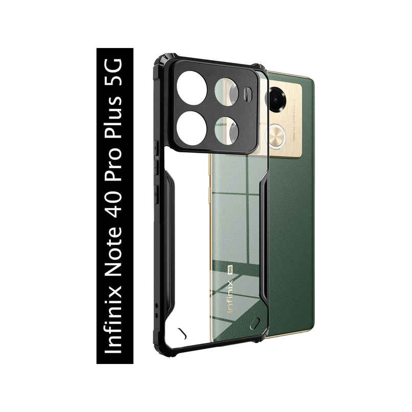 Kwine Case Infinix Note 40 Pro Plus Back Cover - Black Bordered Transparent Case