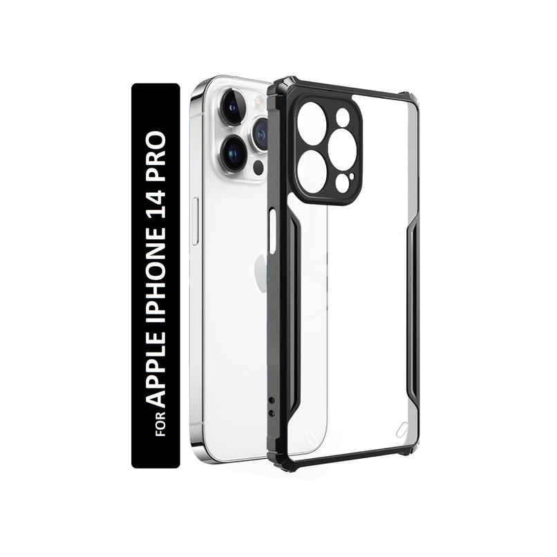 Kwine Case Apple Iphone 14 Pro Back Cover - Black Bordered Transparent Case