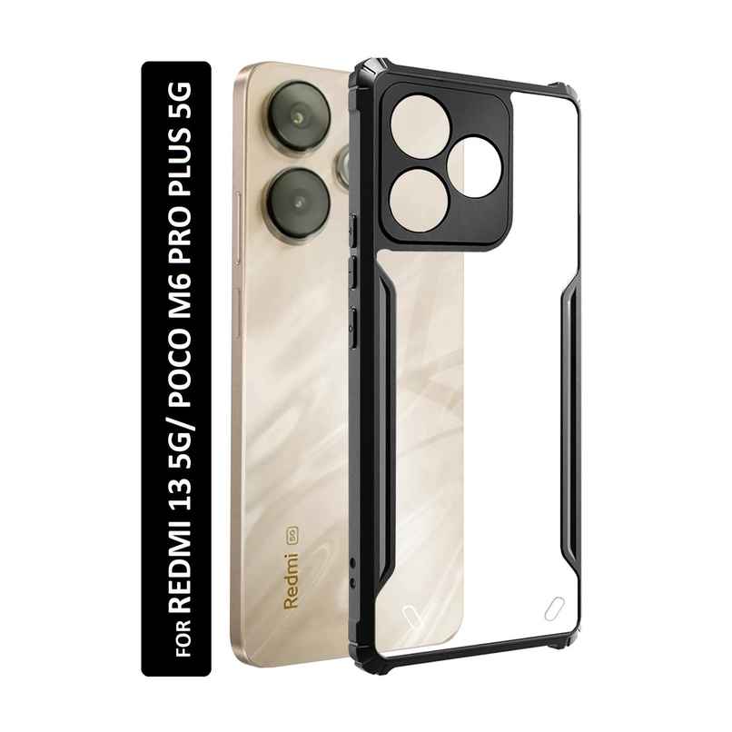 Kwine Case Redmi 13 5G / Poco M6 Plus 5G Back Cover - Black Bordered Transparent Case