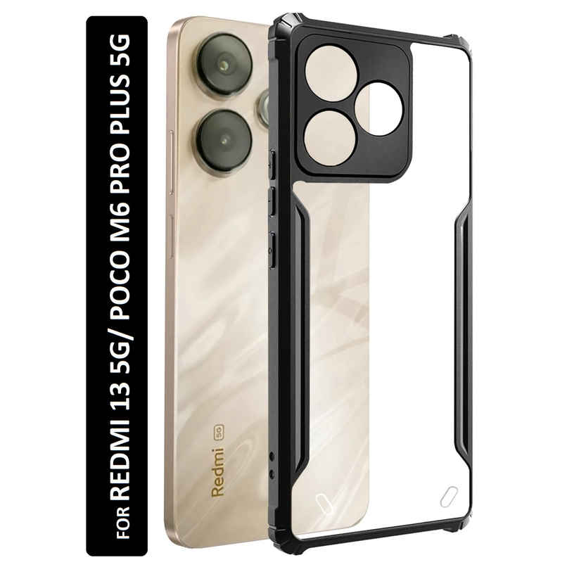 Kwine Case Redmi 13 5G / Poco M6 Plus 5G Back Cover - Black Bordered Transparent Case