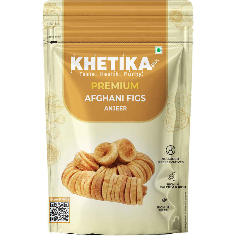 Khetika Premium Afghani Anjeer (Dried Figs) | Rich in Calcium & Fibre | No Added Preservatives