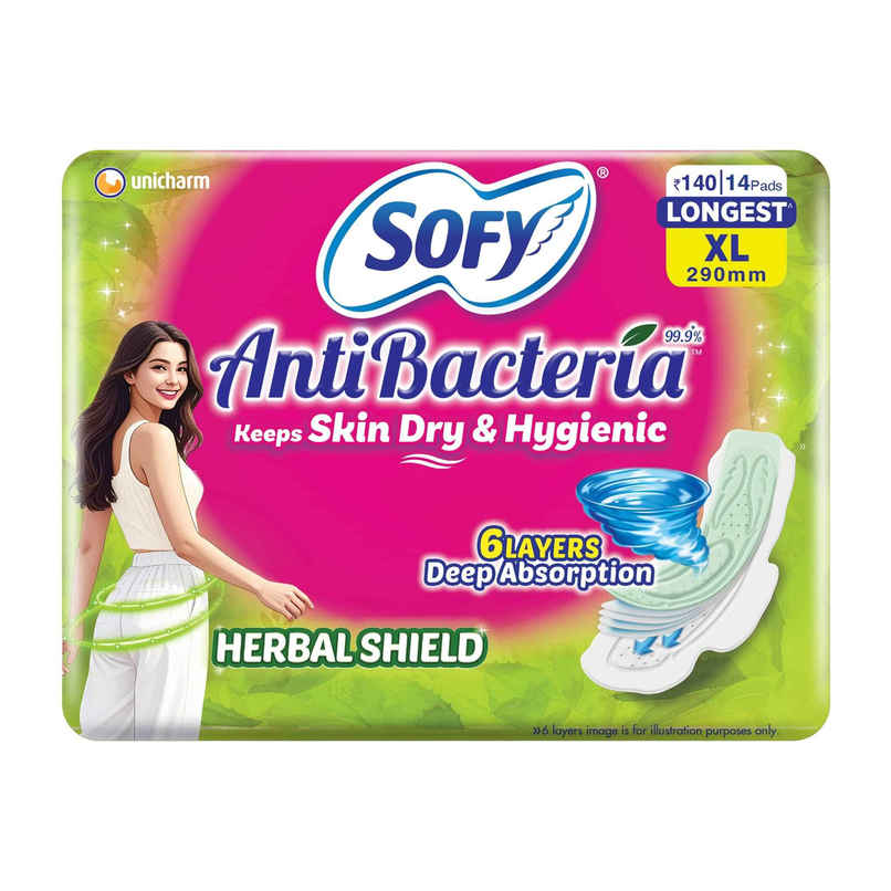 Sofy AntiBacteria XL Sanitary Pads | 6 Layer Deep Absorption | 290mm Sofy AntiBacteria XL Sanitary Pads | 6 Layer Deep Absorption | 290mm
