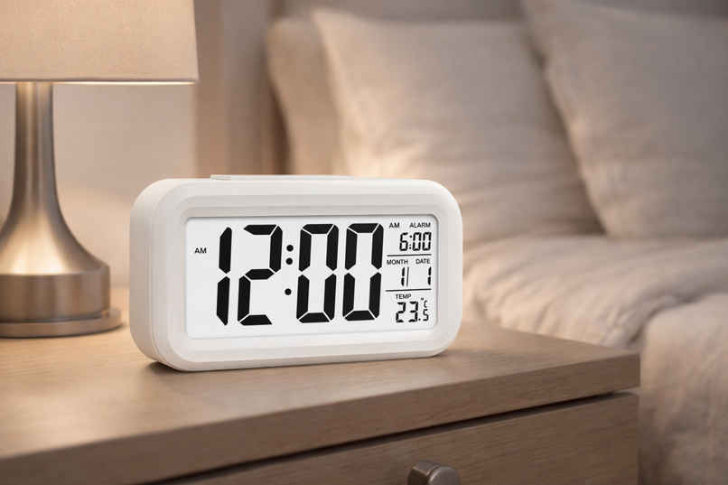 Perpetual Digital Alarm Clock with Sensor, Date & Temperature Display for Home & Office Perpetual Digital Alarm Clock with Sensor, Date & Temperature Display for Home & Office