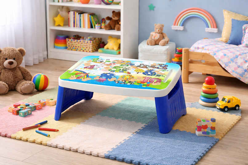 Arlavya Premium Kids Study Table With Storage | Activity Table With Foldable Legs | White & Blue Arlavya Premium Kids Study Table With Storage | Activity Table With Foldable Legs | White & Blue