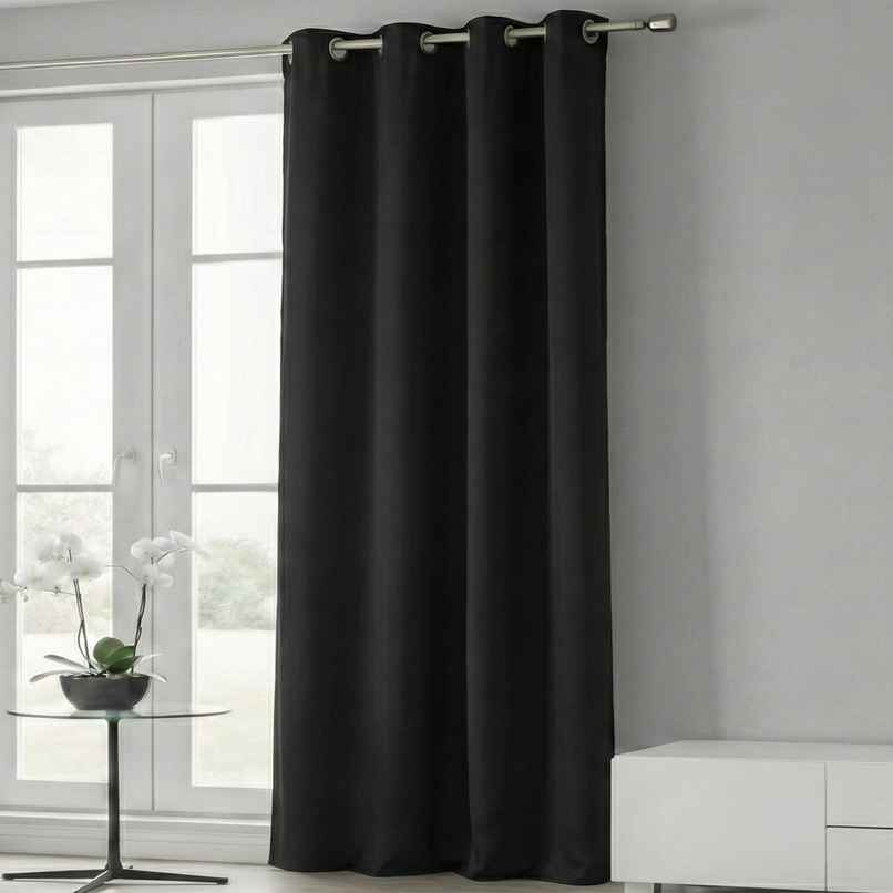 Home Sizzler Insulated Sheild Blackout Grommet Polyester Curtain 5 Feet Black