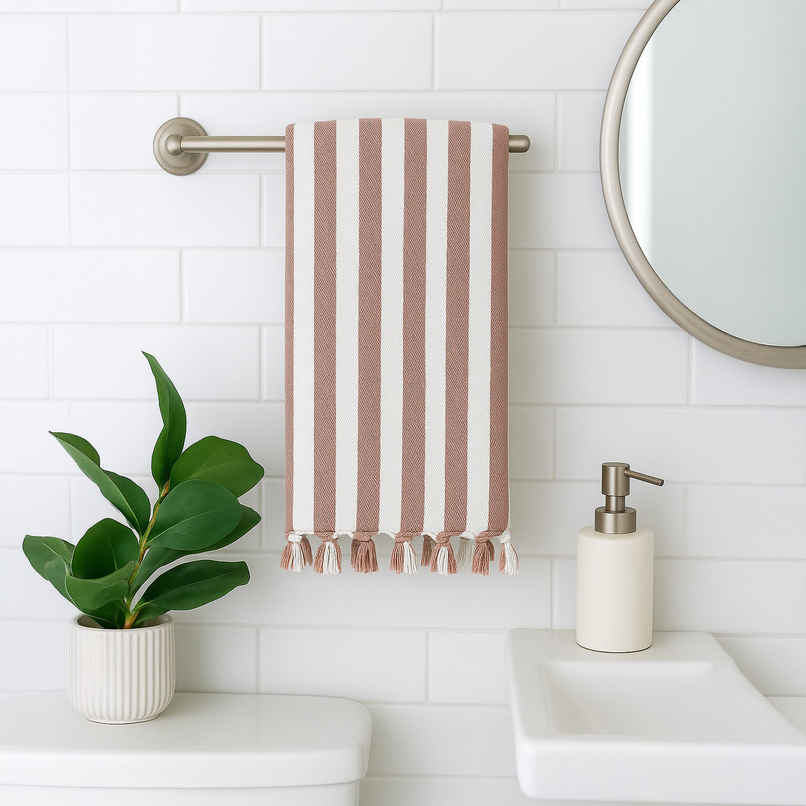 HD Creations Juno Cotton Bath Rose Mist Stripe