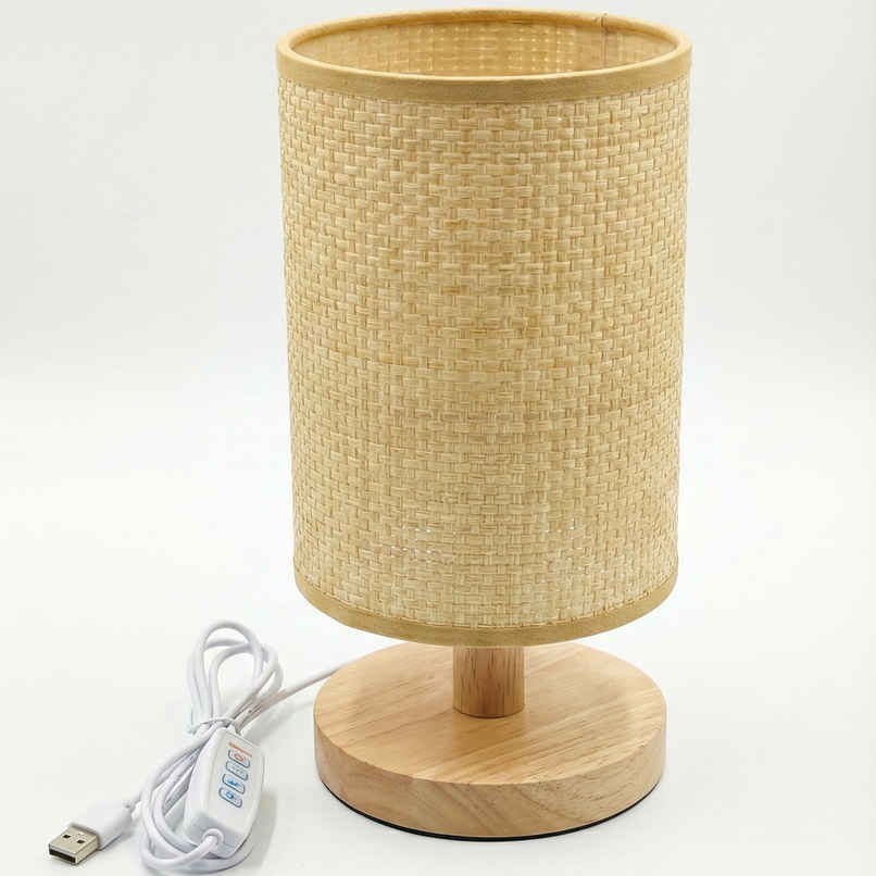 Desidiya Knitted Wooden LED Table Lamp For Living Room Bedroom Bedside Lamp