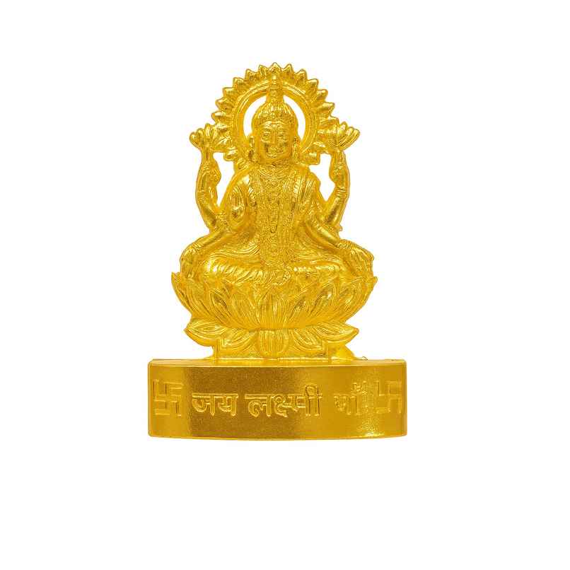 Pure Goddess Lakshmi Idol | 2.5 in | Zinc Metal with Gold Coating | Puja & Decor | Cycle