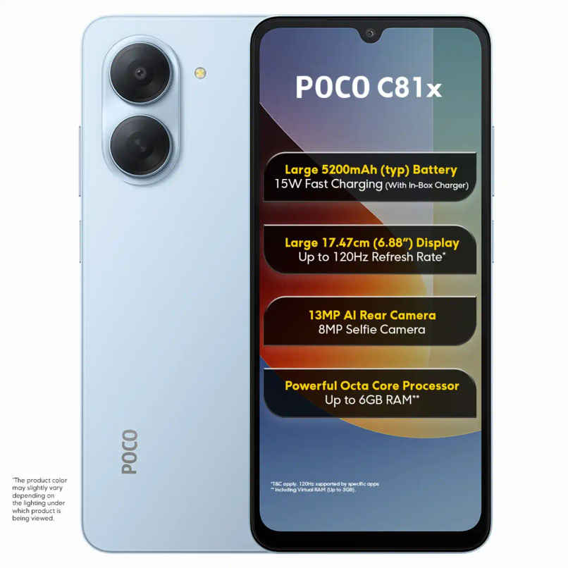 Poco C81x | 64GB | 3GB RAM | Ice Blue Poco C81x | 64GB | 3GB RAM | Ice Blue