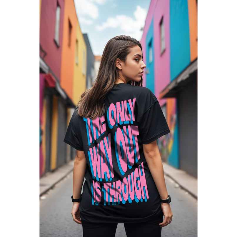 Juneberry Women s Typographic Back Print Black T-shirt - M