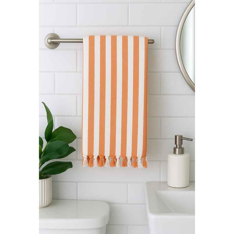 HD Creations Juno Cotton Bath Soft Orange Stripe HD Creations Juno Cotton Bath Soft Orange Stripe