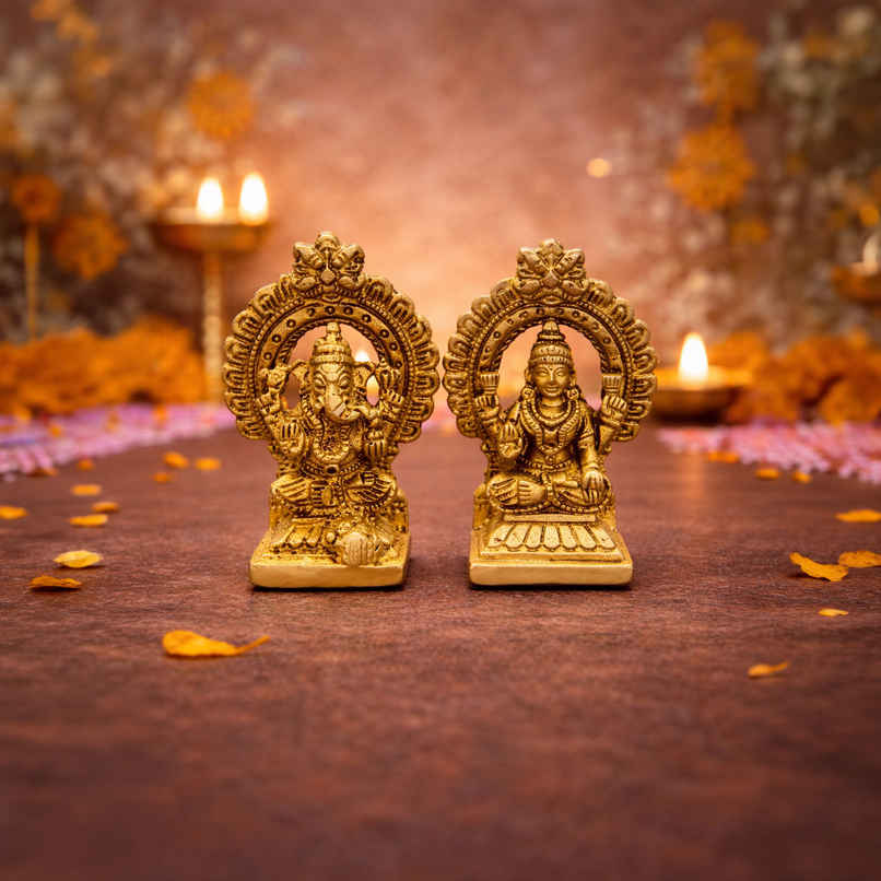 Lakshmi Ganesh Idol for Pooja | 2.5 Inch | Aksharveda Lakshmi Ganesh Idol for Pooja | 2.5 Inch | Aksharveda