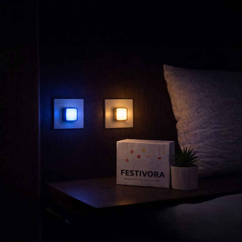 Festivora Nano LED .5 Watt LED Plug in Night Lamp | Warm White & Blue Color | Pack of 2
