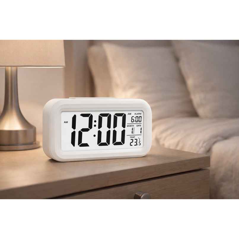 Perpetual Digital Alarm Clock with Sensor, Date & Temperature Display for Home & Office Perpetual Digital Alarm Clock with Sensor, Date & Temperature Display for Home & Office