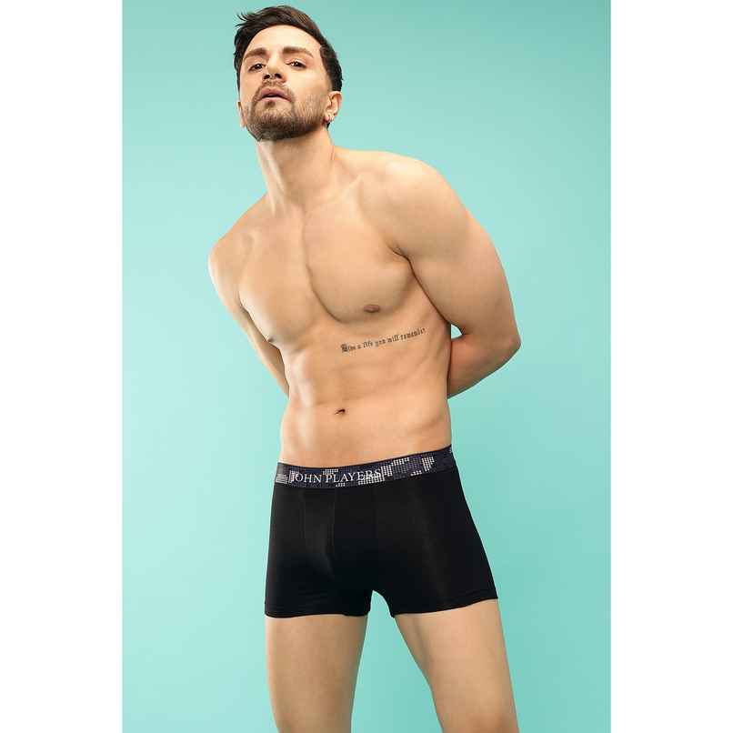 John Players Men's Classic Cotton Trunk With Sublimation Waistband | (JTK034M13) | Black - M