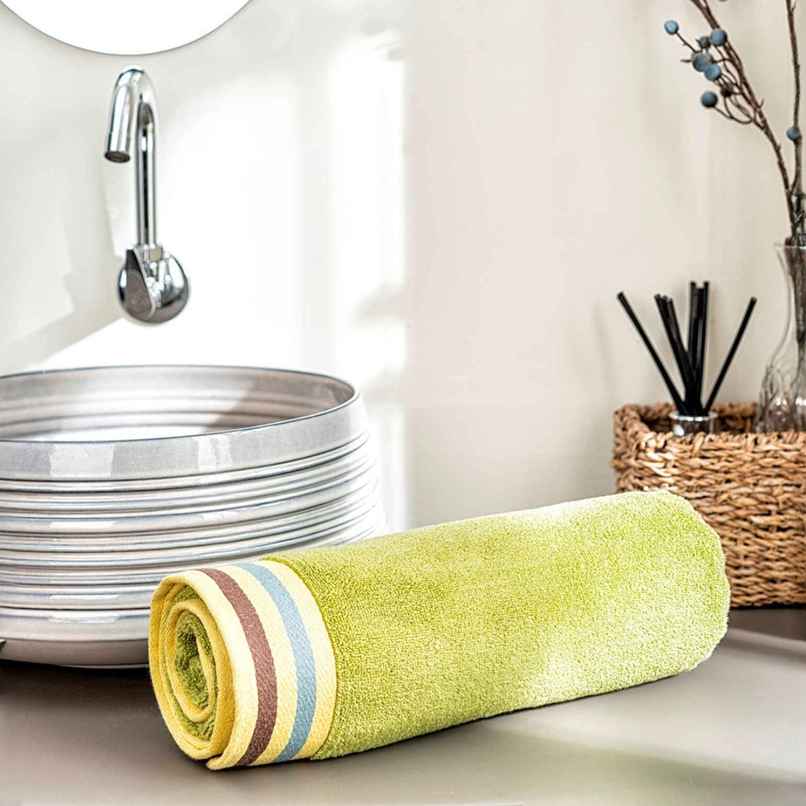DDECOR Yarn Dyed Sporty Look 500 GSM Bath Towel | 100% Cotton - Green