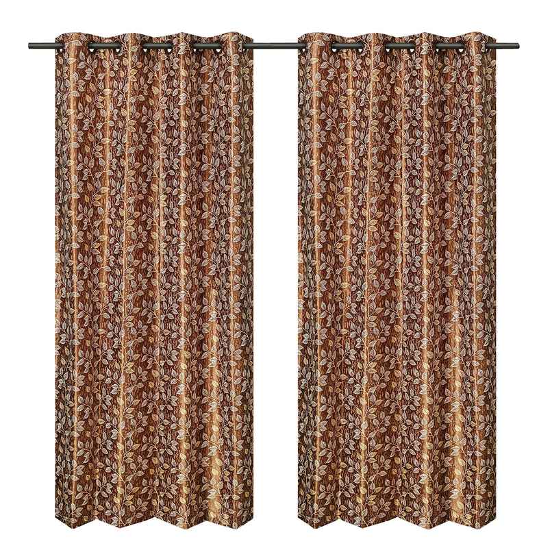 Antzco Light Brown Printed Door Curtain 7 ft x 4 ft | Pack of 2 | DC08