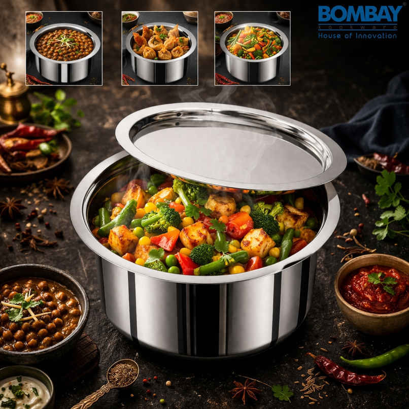 Bombay Kookware Stainless Steel Patela 3 Ltr With Steel Lid