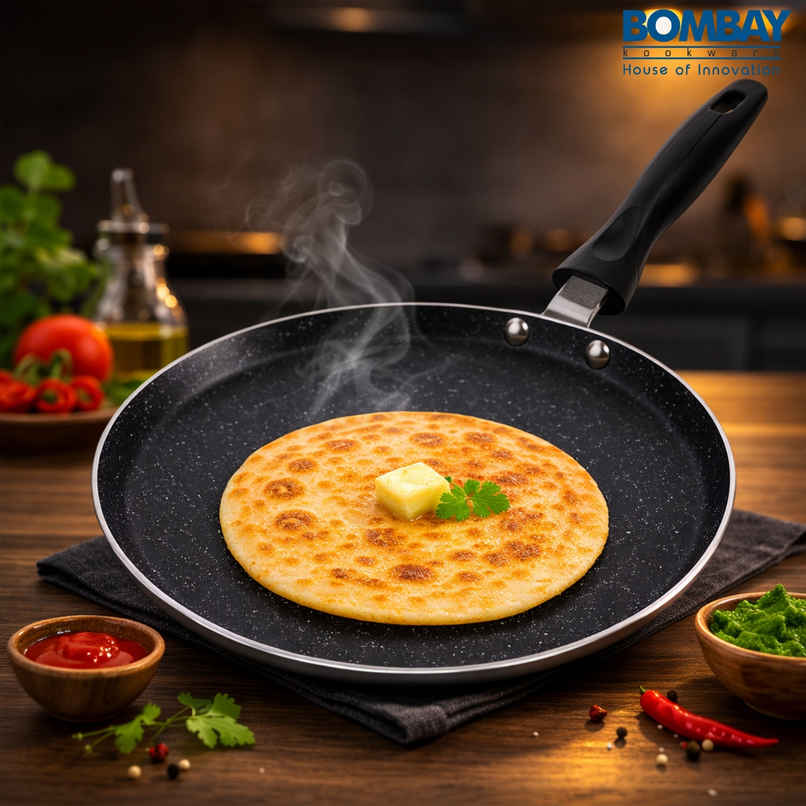 Bombay Kookware Aluminium Non-Stick Dosa Tawa - 24 cm Diameter | Maroon Marble Finish Bombay Kookware Aluminium Non-Stick Dosa Tawa - 24 cm Diameter | Maroon Marble Finish