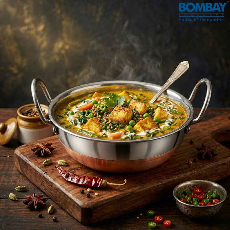 Bombay Kookware Stainless Steel Kadai With Copper Bottom (2 Ltr)