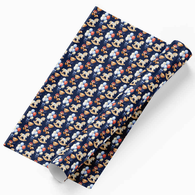 Tiger Notes Gift Wrap Kids Bear Blue