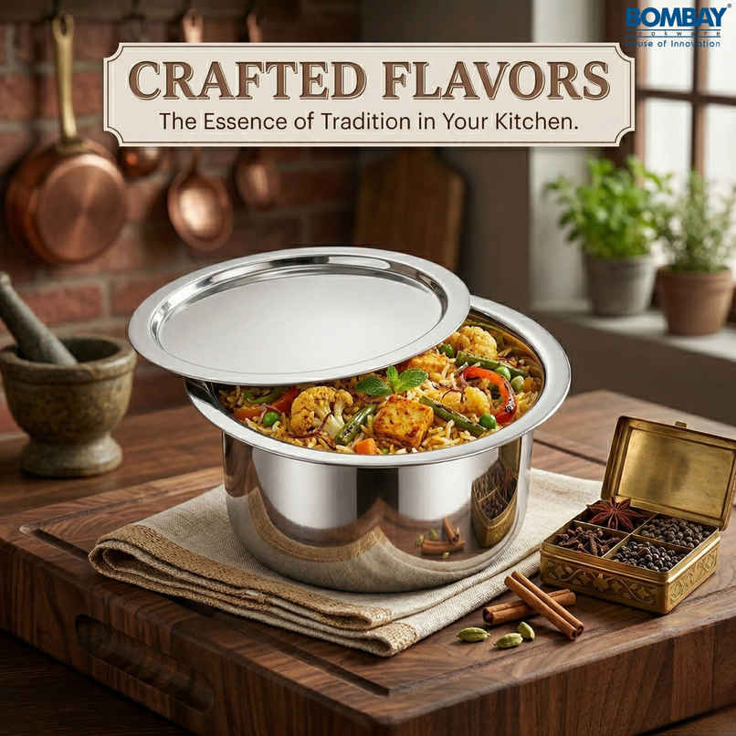 Bombay Kookware Stainless Steel Patela 2.2 Ltr With Steel Lid
