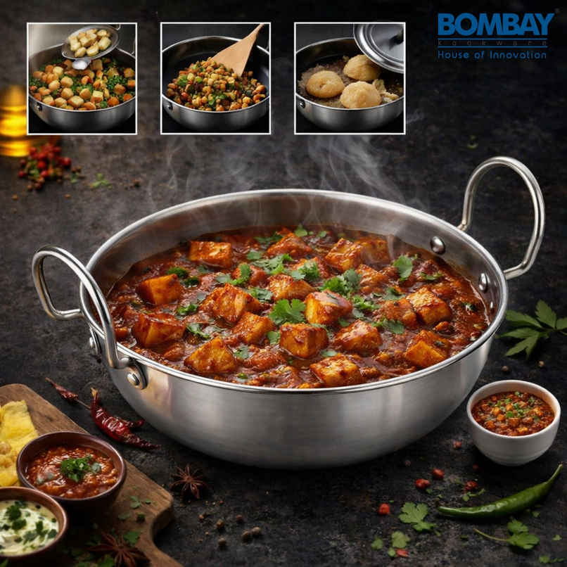 Bombay Kookware Stainless Steel Kadai (2.5 L) Bombay Kookware Stainless Steel Kadai (2.5 L)