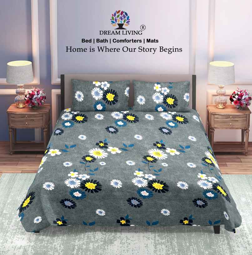 Dream Living Double Bedsheet Set | Grey - 210 x 220 cm Dream Living Double Bedsheet Set | Grey - 210 x 220 cm