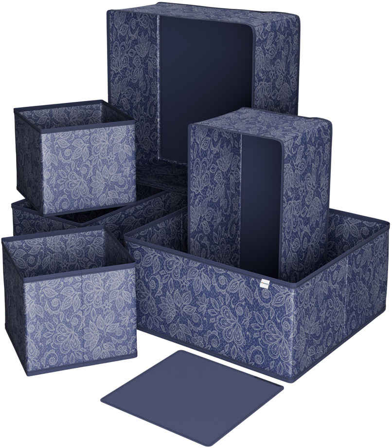 Kuber Industries Non-Woven 6 Piece Flower Drawer Storage Organizer For Socks | Bra | Tie|Navy Blue Kuber Industries Non-Woven 6 Piece Flower Drawer Storage Organizer For Socks | Bra | Tie|Navy Blue