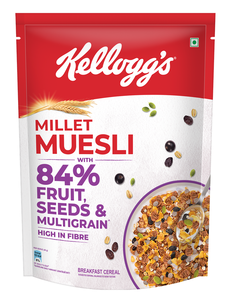 Kellogg's Millet Muesli with 84% Fruit, Seed & Multigrain | High in Fibre