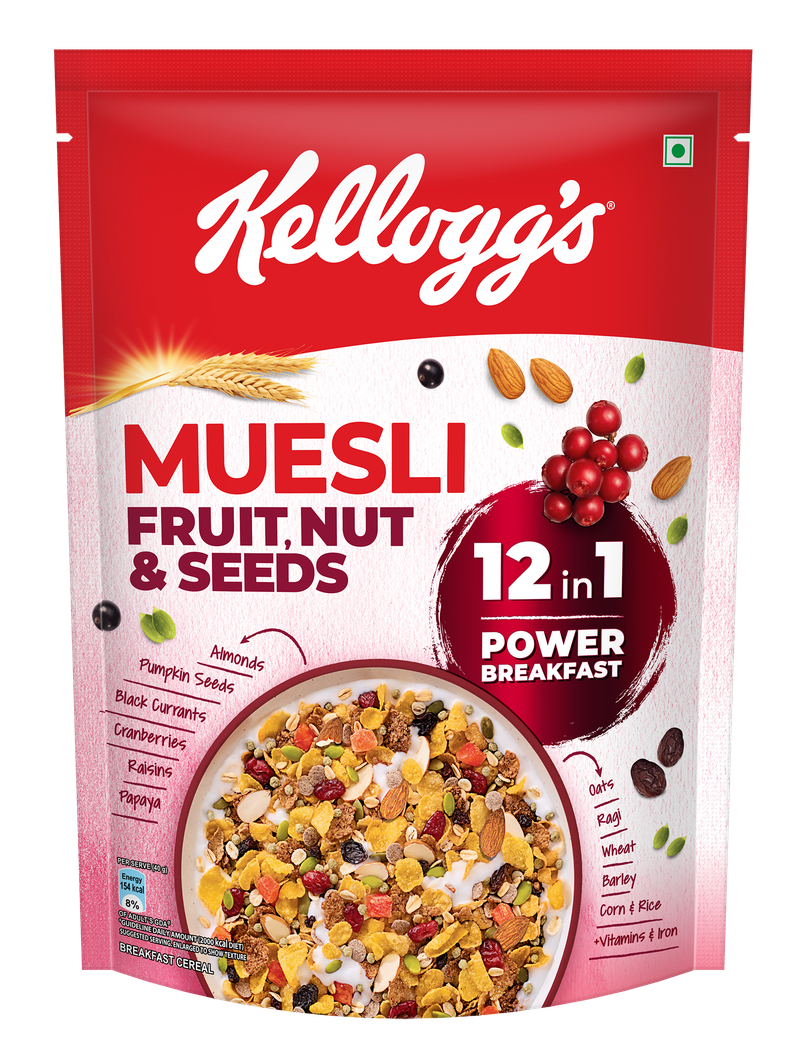 Kellogg's Muesli Fruit Nut and Seeds | 12 In 1 Power Breakfast | No Maida No Palm Oil