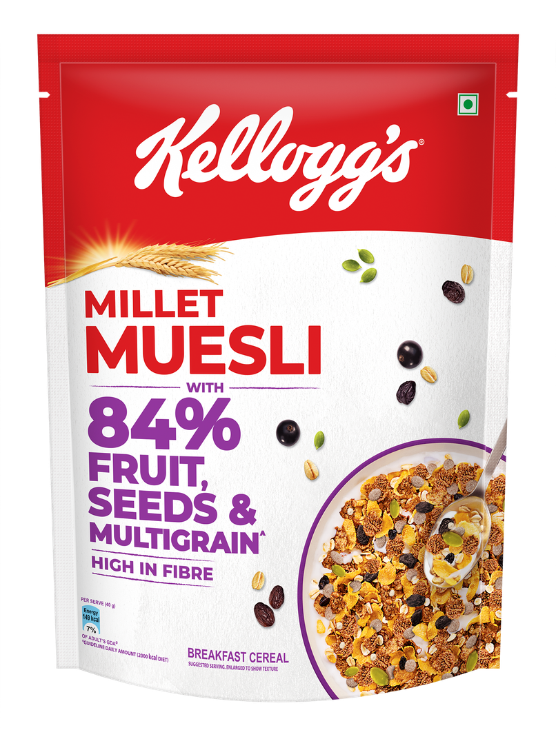Kellogg's Millet Muesli with 84% Fruit, Seed & Multigrain | High in Fibre