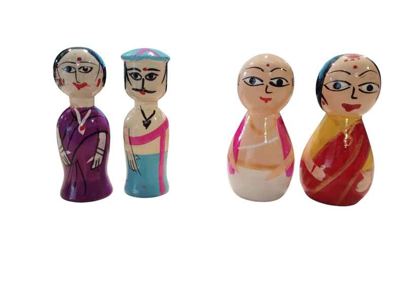 Wooden Dasara Doll Couple | Multicolour | Svasti